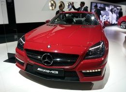 red Mercedes Benz at the show