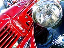 vintage red truck close-up