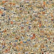 big pile of paper money top view