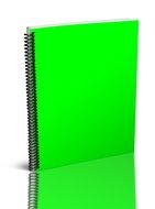 green cover notepad on white