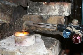 burning metal at the factory