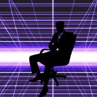 silhouette of a businessman on the purple background