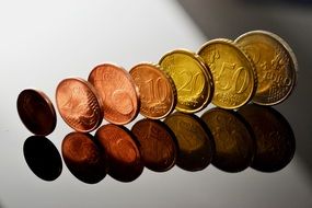 mirror image of euro coins
