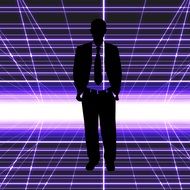 businessman silhouette on the purple background