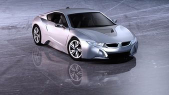 silver sports electric car