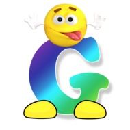 letter G with emoticon face