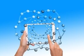 clipart of tablet in man's hands