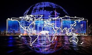 world map on a globe background