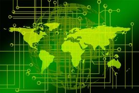 green world map on green background