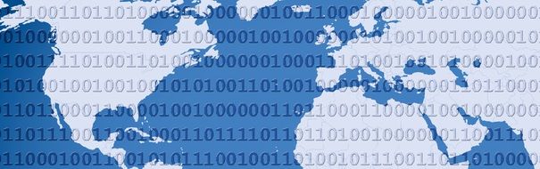 Internet banner on the globe