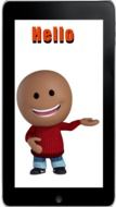 black mobile phone with a picture of a funny figure
