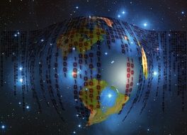 Programming code on the Earth globe