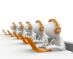 figures of people in headphones near laptops