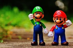 super mario figurines in the street