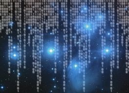 binary codes on the starry sky background