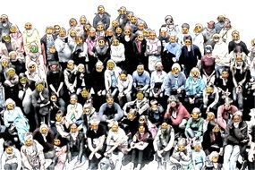 group of people with emoticons instead of face