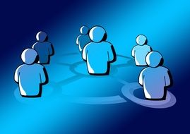 group of people symbols on a blue background