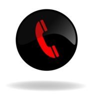 red handset on a black button