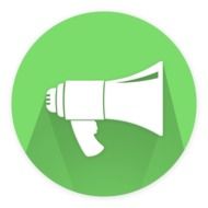 icon of speaker phone on the green background