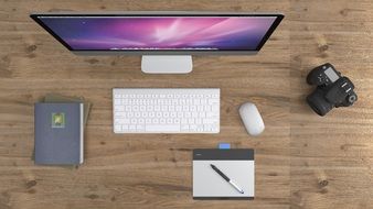 top view of a modern office desk