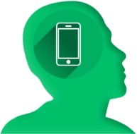 Green icon of internet addicted person