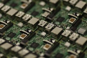 microchips on the motherboard close-up
