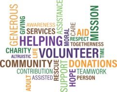 Volunteer, colorful word Cloud