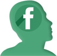 facebook in head as a green silhouette