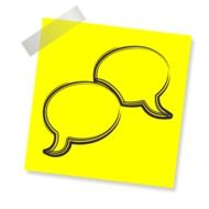 yellow sticker with speech balloons
