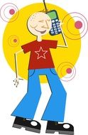 cartoon image of a man with a mobile phone