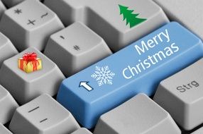 gray keyboard with christmas buttons