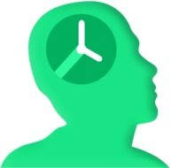 Clock in human head, green drawing