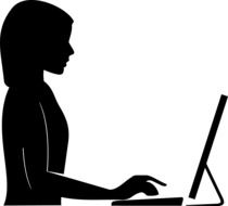 black silhouette of a woman at a computer