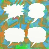 blank speech bubbles on the colorful background