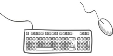 Black and white drawing of the mouse and keyboard clipart