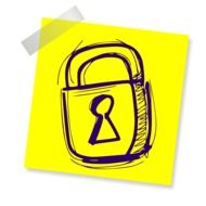 closed padlock drawing on a yellow sheet