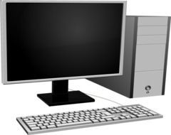 monitor with keyboard near the system unit