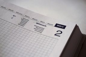 Calendar in the notebook