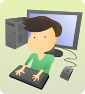 cartoon boy at the computer