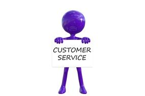 Customer Service, abstract person with board, render