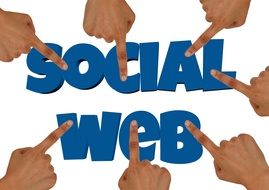 fingers on social web lettering