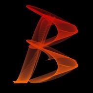 Letter B, red fractal drawing at black background