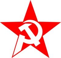 Hammer and sickle in red star, socialism symbol