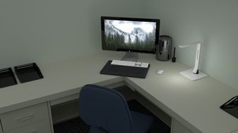 white computer desk in the office