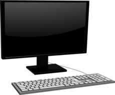 graphic image of the monitor and keyboard