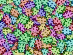 variety of colorful hashtags