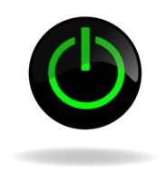 black and green power button