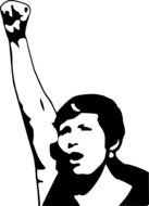 woman with raised hand fighting drawing