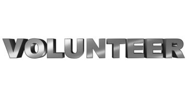 silver inscription volunteer on a white background