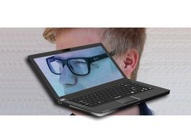 laptop on the background of the programmer's head